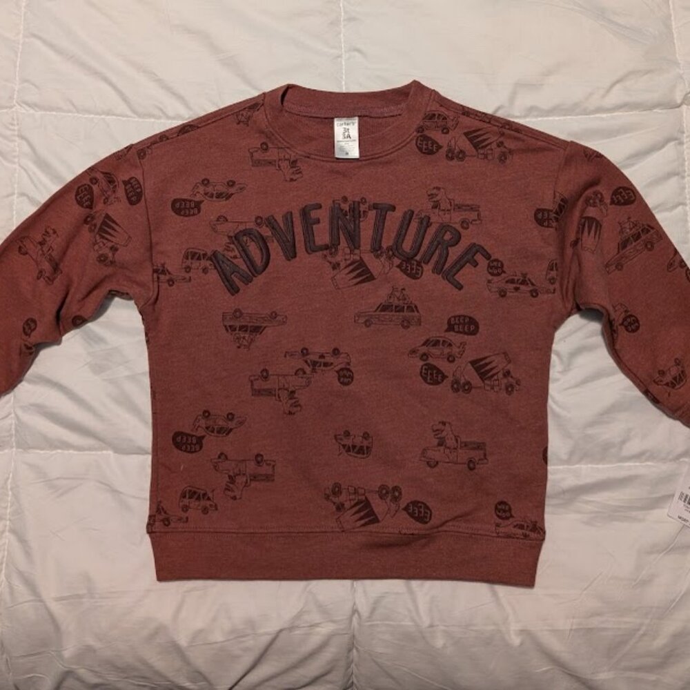 Carters size 3T Adventure Boys Top Dinosaur riding in a Truck design! New !